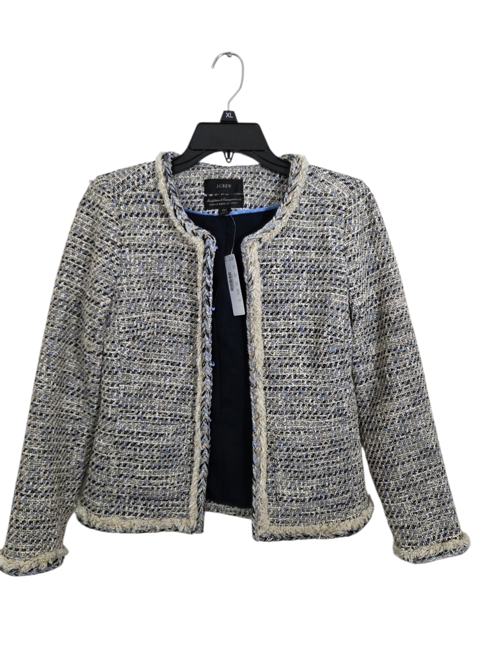 NWT J. Crew Braided Trim Blazer Jacket Speckled Tweed Size 00 Business Casual